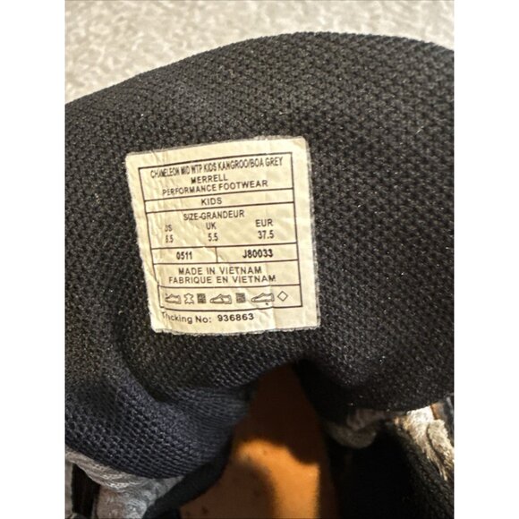 MERRELL Chameleon Mid Kids Size 6.5 Kangaroo/Boa Waterproof Hiking Boots J8033 - Picture 8 of 13